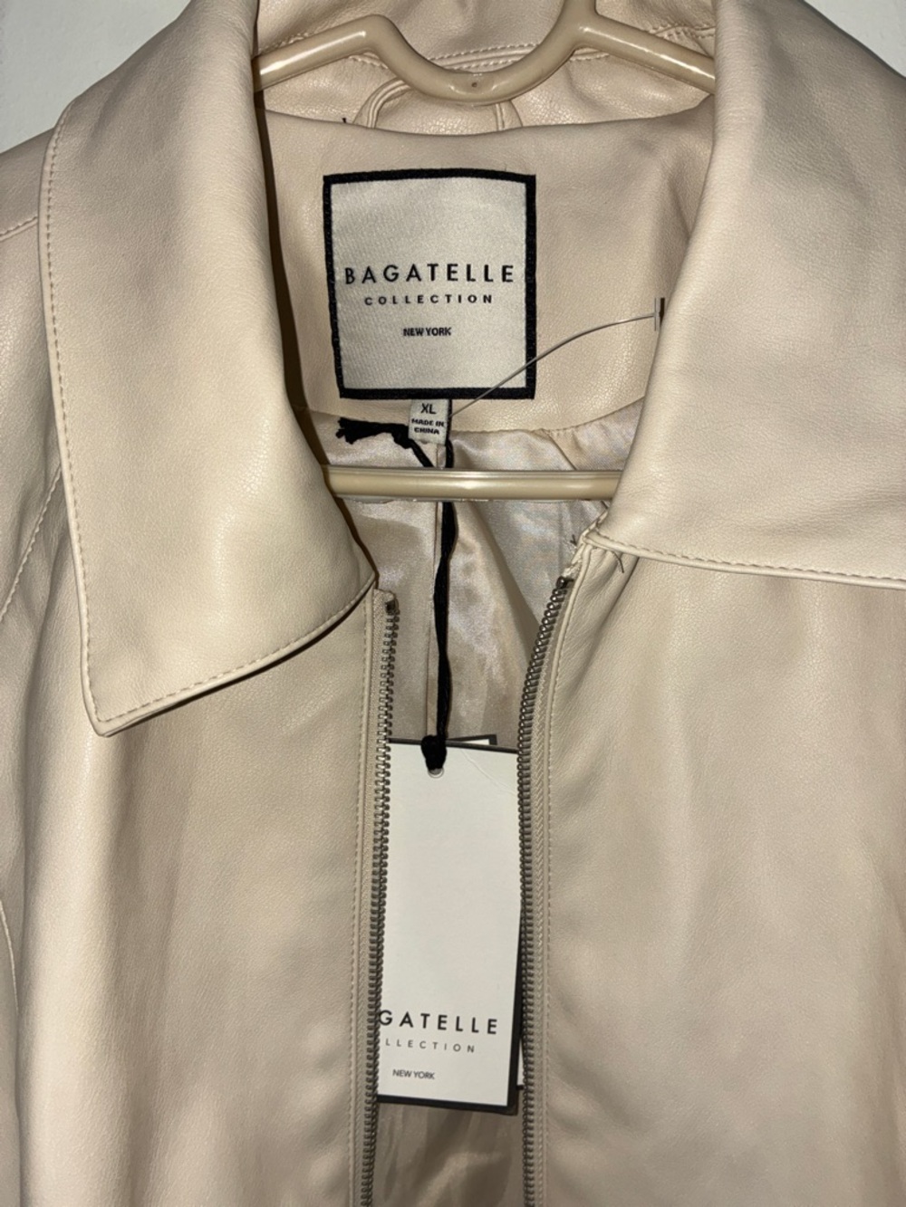 NWT Bagatelle Cream Faux Leather Zip Jacket XL - Picture 5 of 5